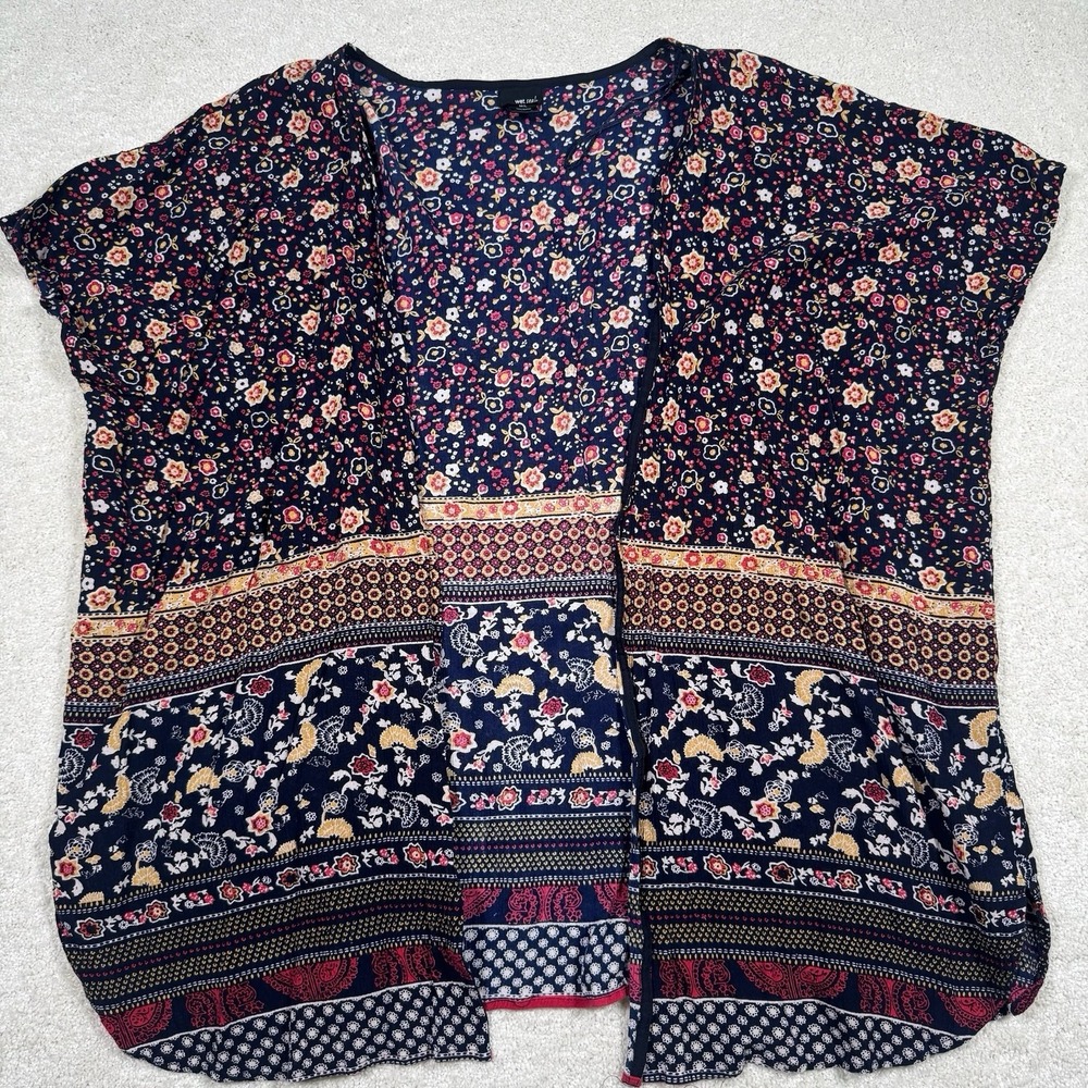 Wet Seal Floral Open Cardigan Kimono Size M/L Multicolor Boho Hippie Festival - Picture 2 of 5